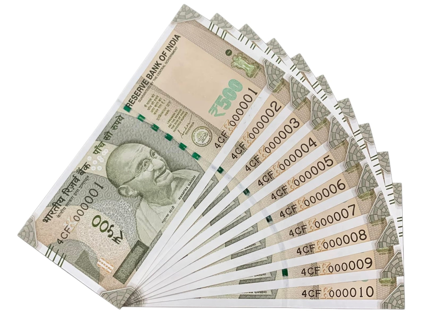 Rs 500 Fancy Number Note Bundle – Serial 000001 to 00010 | Rare Consecutive
