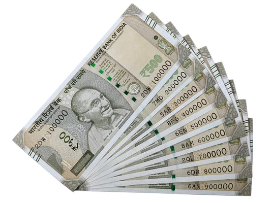 Rs 500 Fancy Number Note Set – Rare 7-Digit Series (100000 to 900000 | 1111111 to 1000000 | 1 Million Serial Collection | RBI Original UNC Notes)