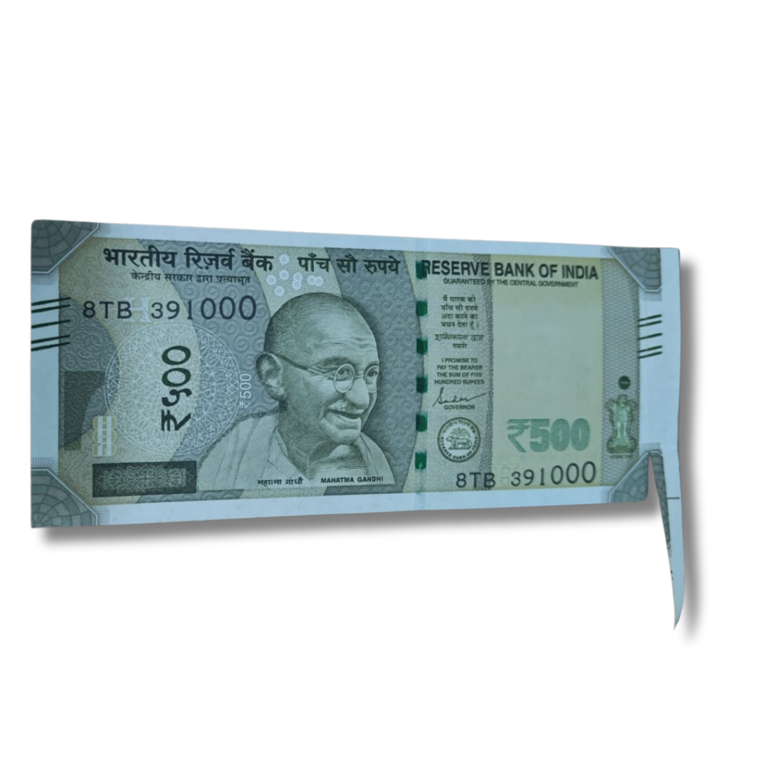 Rs 500 extra paper error 391000 unc condition