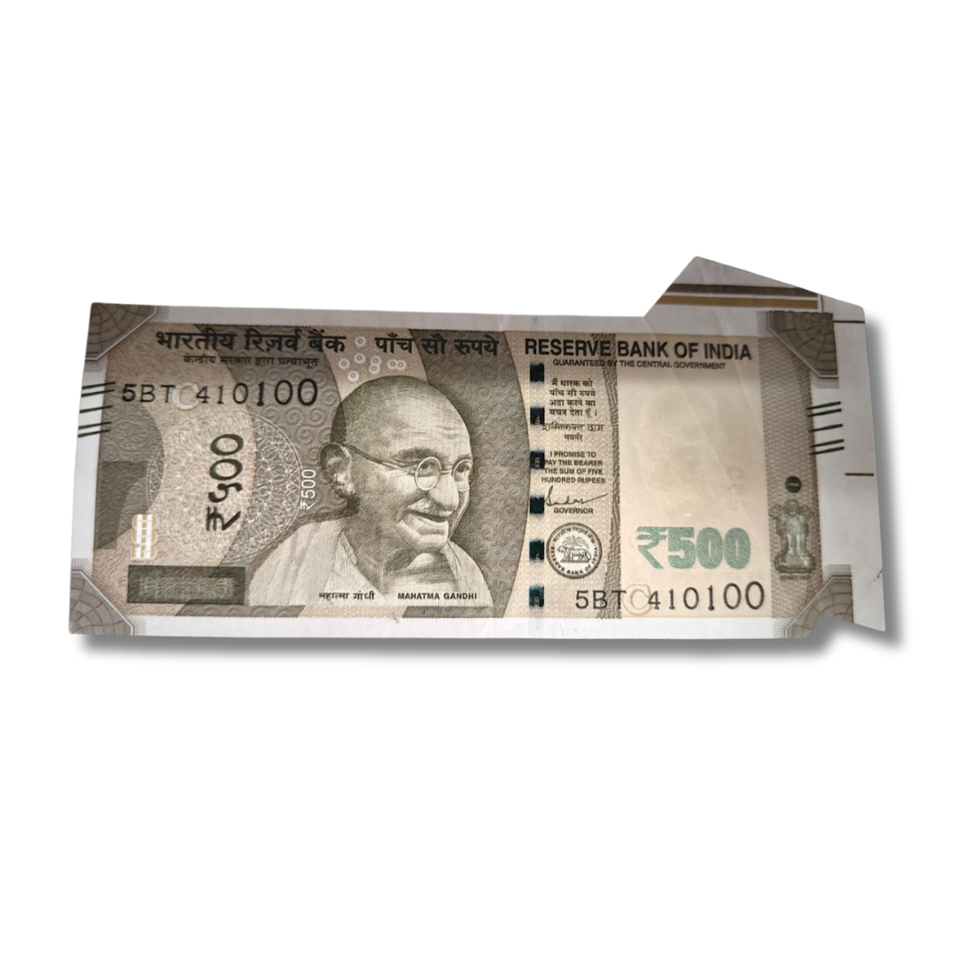 Rs 500 extra paper error 410100 unc condition