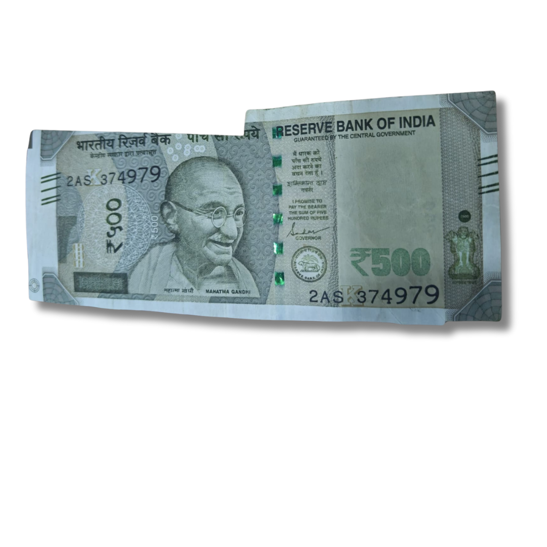 Rs 500 extra paper error 374979 unc condition