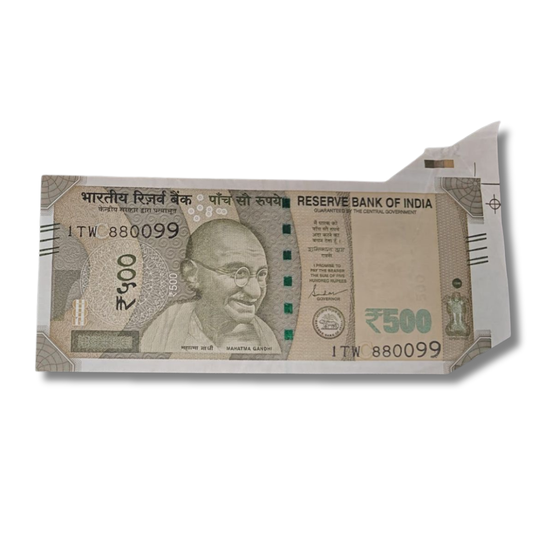 Rs 500 extra large paper error 880099 unc condition