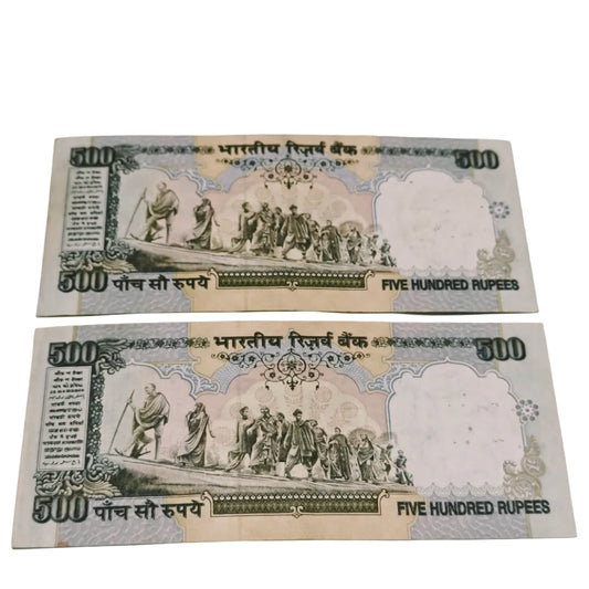 Rs 500 old Issue C rangrajan sign silver thread 2 note Each note for 850/-