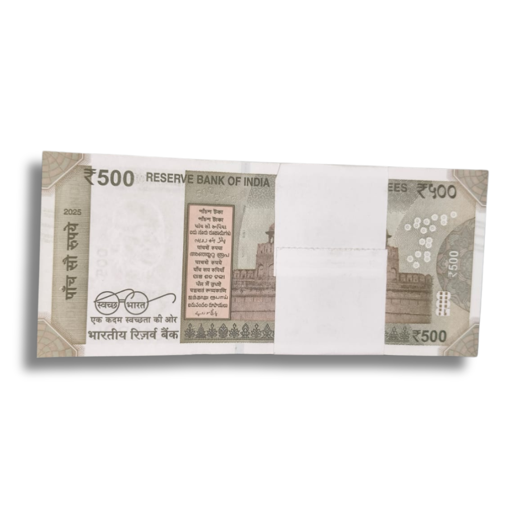 Rs 500 Note Star Bundle year 2025 Sanjay Malhotra 100 Notes