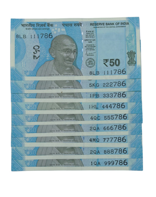 Rs 50 new 111786-99786 set unc condition