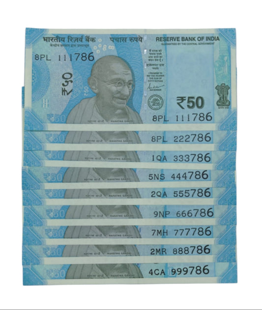 Rs 50 new 111786-99786 set unc condition