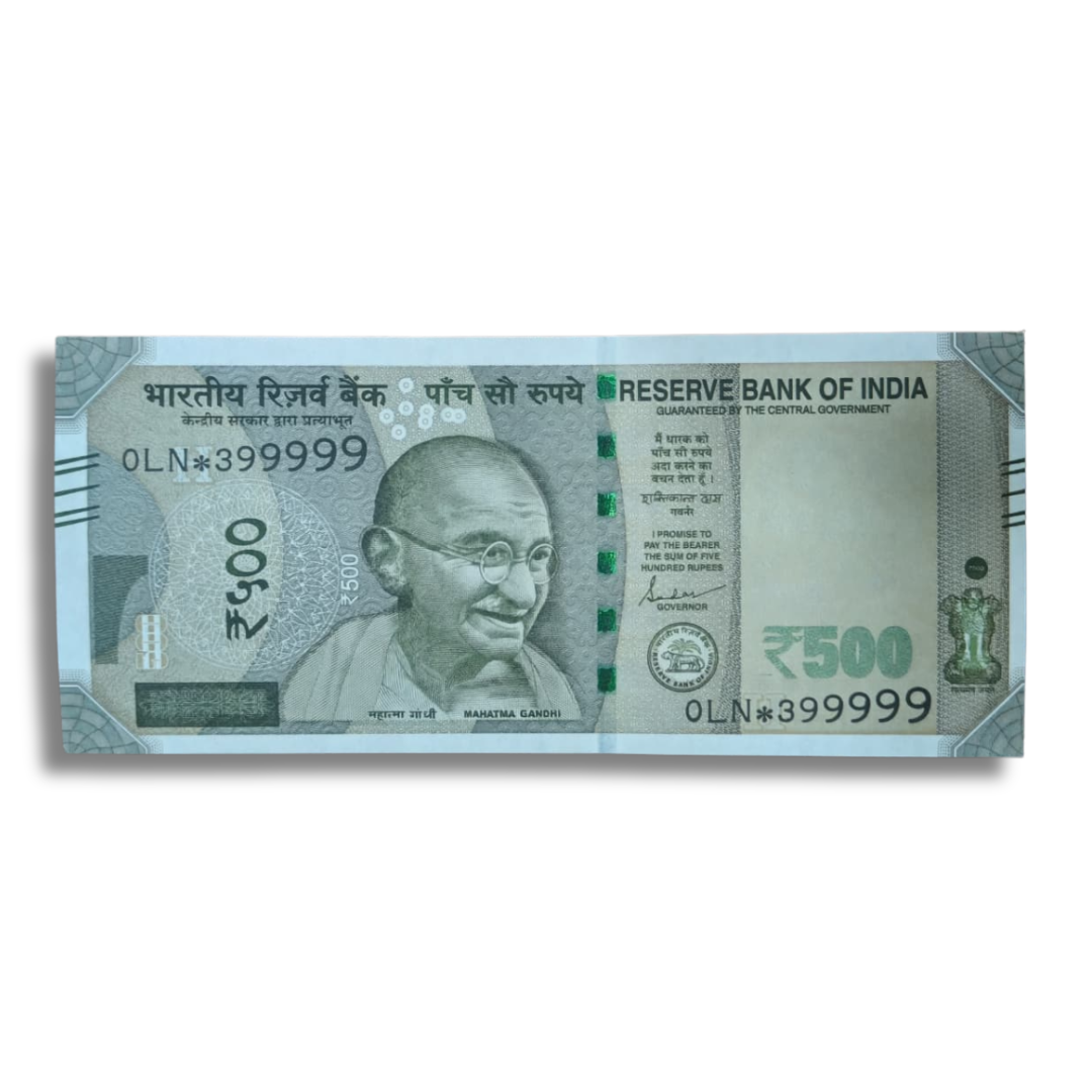 Rs. 500 Currency Note – Unique Number 399999 | Premium Collector’s Item