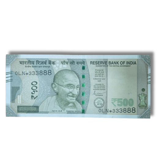 Rs. 500 Indian Currency Note – Fancy Serial Number 333888 Triple Numbers | Single Collectible Note