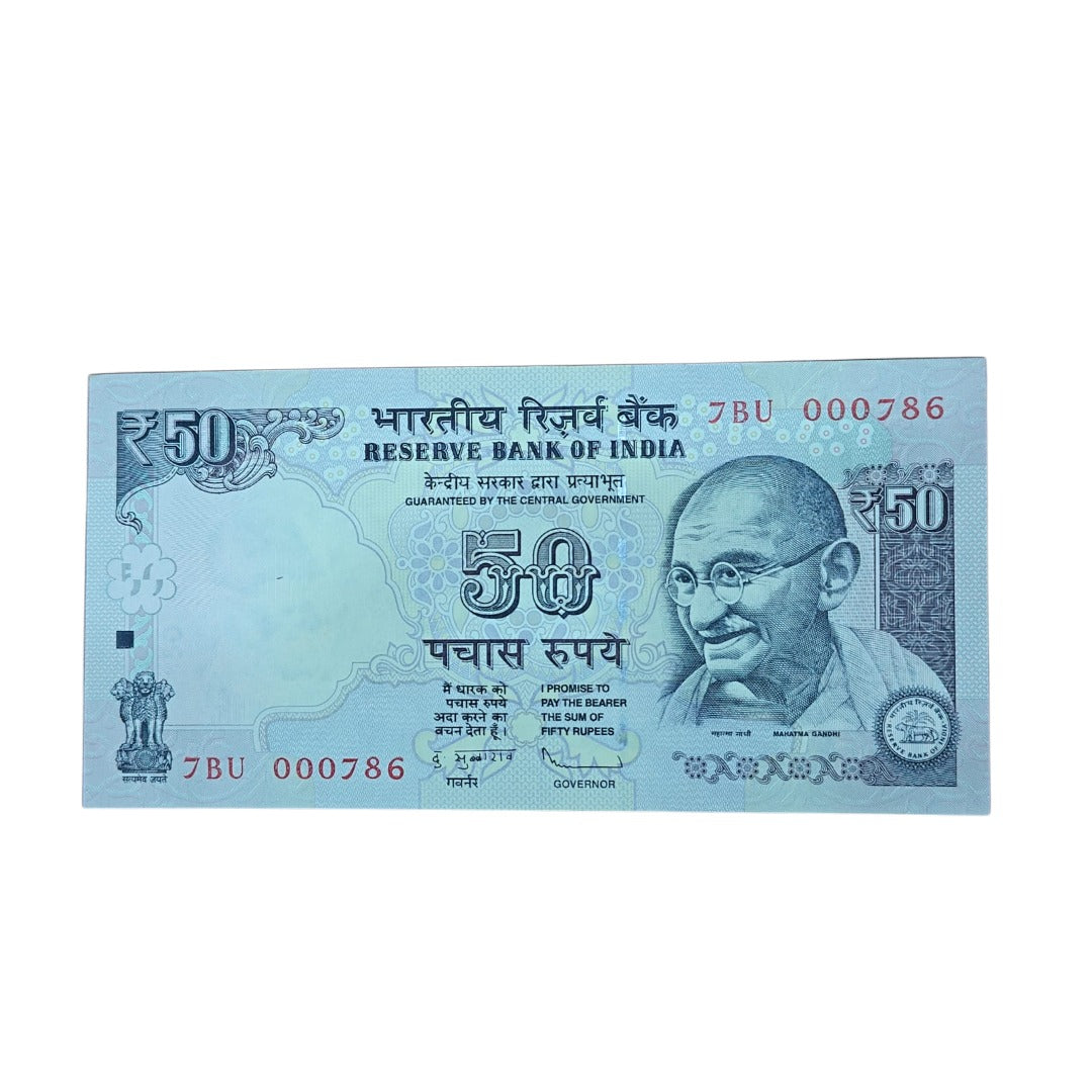 Rs 50 bank note rare number 000786 gem unc condition old paten