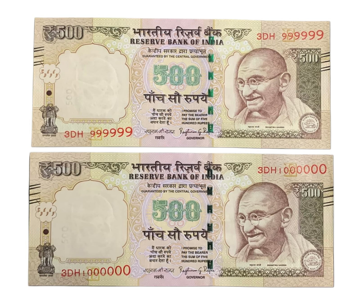 Rs 500 Fancy Number Pair 999999 – 1000000 | Rare Consecutive Note Pair