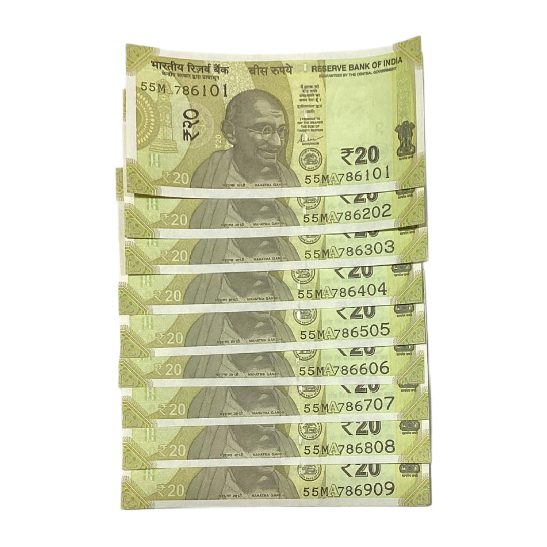 Rs 20 Note Set of 9 Starting 786 Holy Bismillah Number | Rare Collectible
