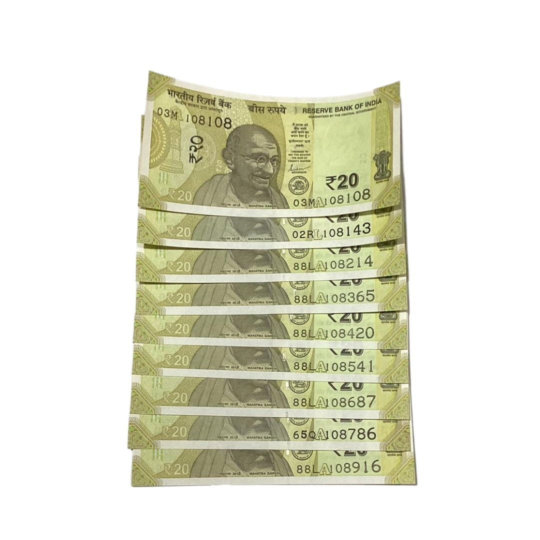 Rs 20 Note Set of 9 Starting Holy Number Ending Fancy | Extremely Rare Item
