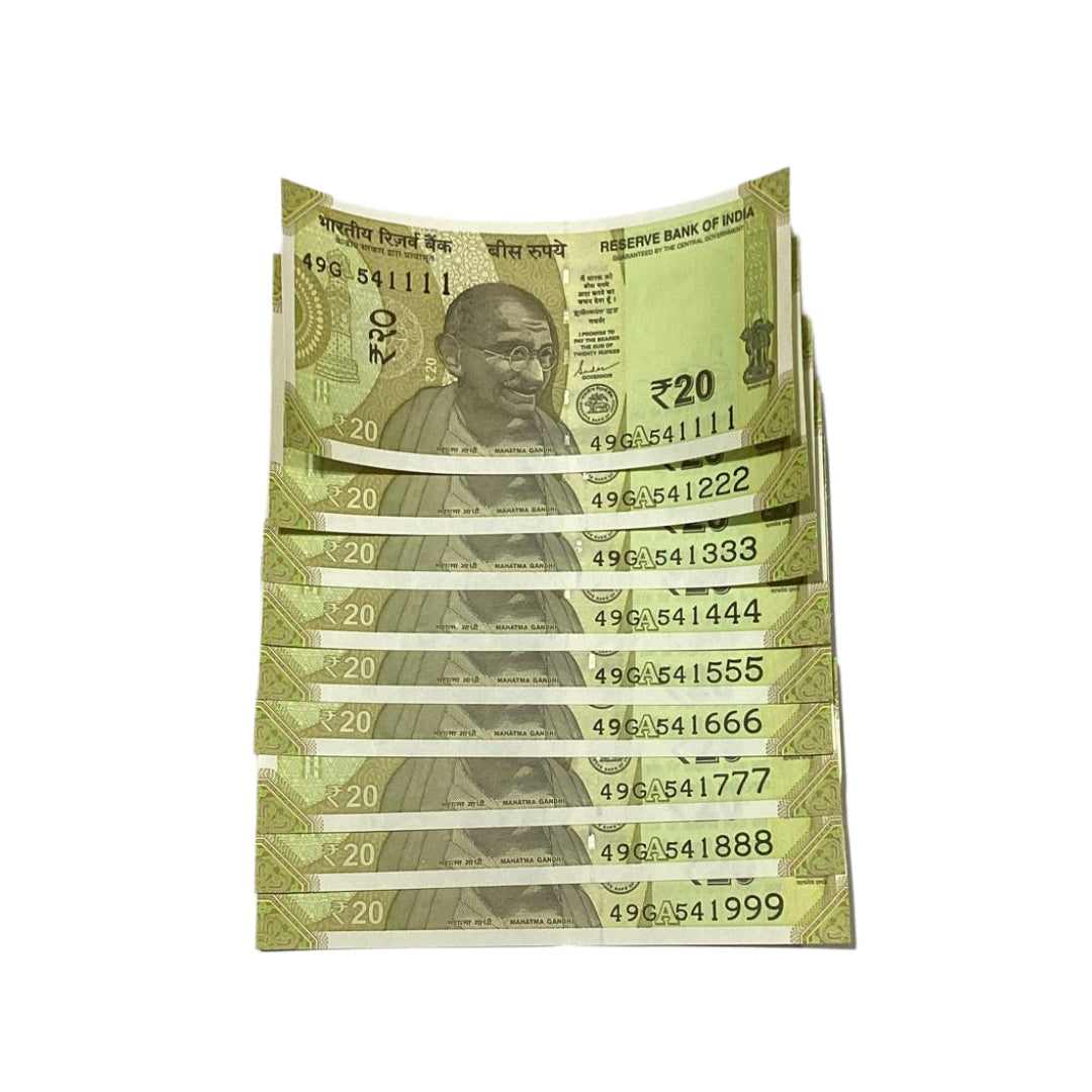 Rs 20 Note Set of 9 Starting Sai Baba Number Holy Number | Rare Collectible Item