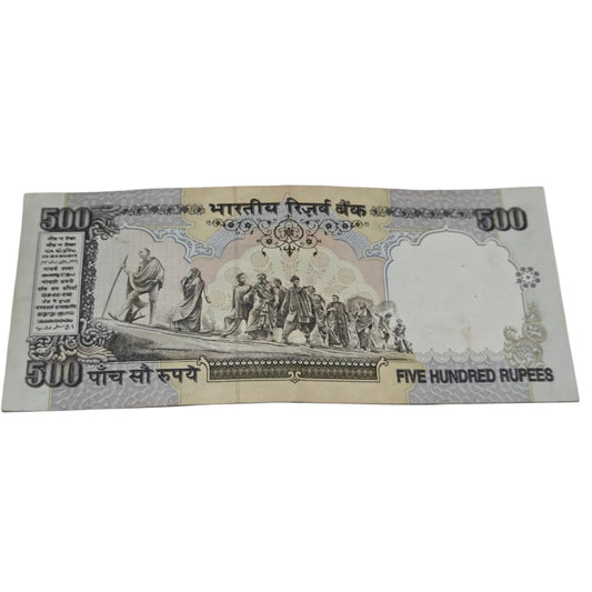 Rs 500 old Issue C rangrajan sign serial no 764141 silver thread note