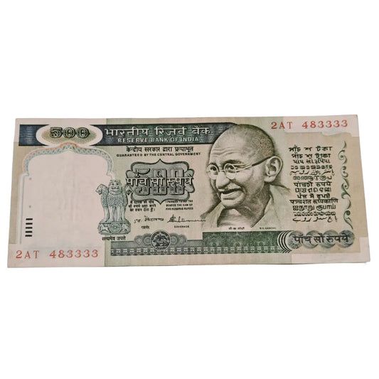 Rs 500 note 1st issue  governor vaikatraman sign with fancy serial nunber 483333 unc condition