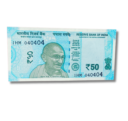 Rs 50 new 040404 date of birth and tripling number governor shakti kant das excellent condition