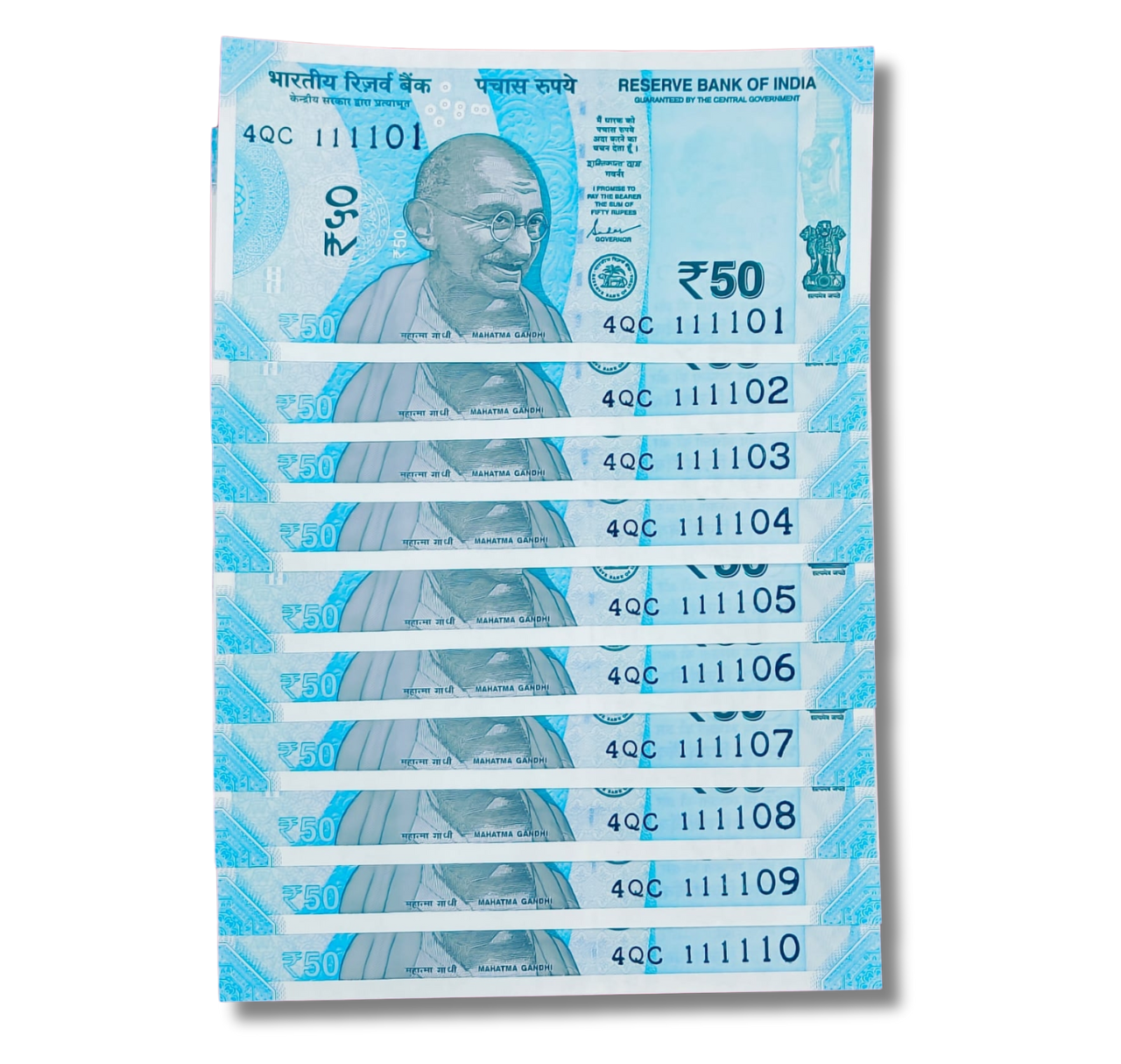 Rs 50 new birthday same prefix 4QC 11101 to 111110 shakti kant das excellent condition