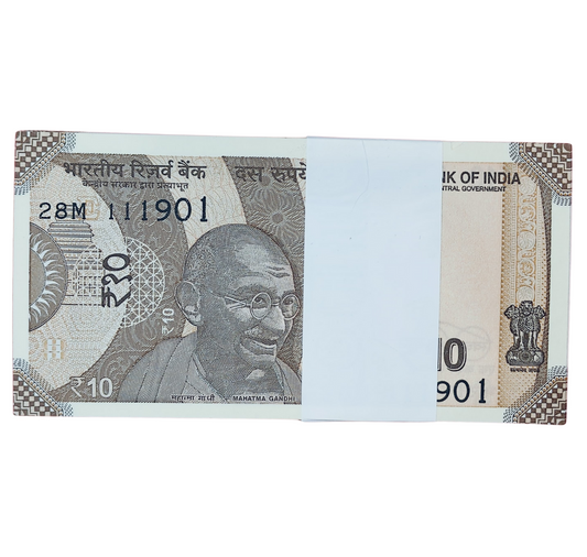 Rupee  10 serial super birthday packet 11.19.01  unc  condition