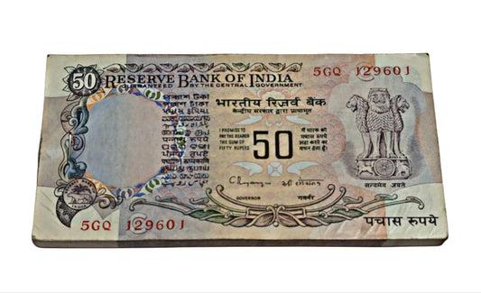 Rare ?50 old note packet signed by C. Rangarajan, RBI old Gandhi series issue 100 UNC notes full bundle
