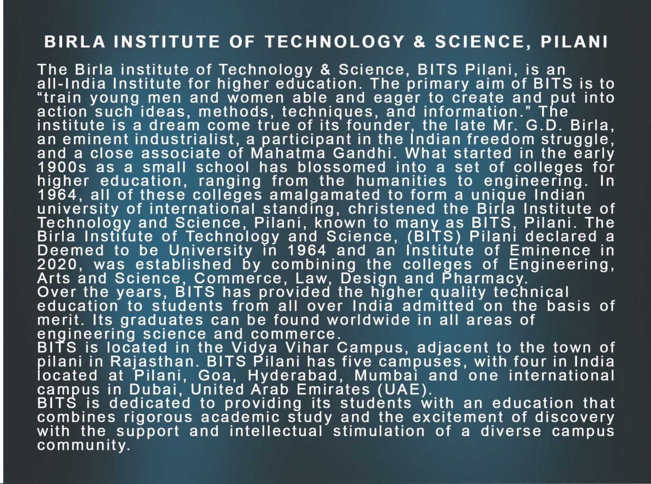 UNC – DIAMOND JUBILEE 60 rs  OF BIRLA INSTITUTE OF TECHNOLOGY & SCIENCE, PILANI (FOLDER)