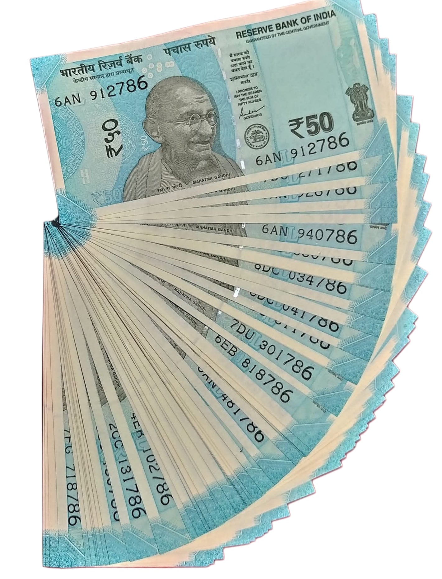 Rs 50 Note 20 Pcs Lot | Fancy Serial Number Ending 786 | Collectible Currency