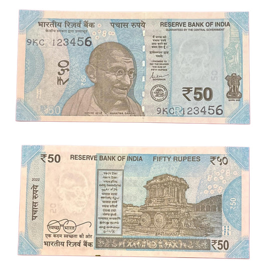 Rs 50 Fancy Number Note  123456 | Rare Collectible |  Hampi Series